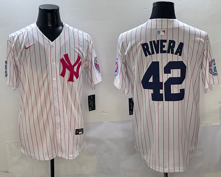 Men's New York Yankees Mariano Rivera #42 White Team Jersey