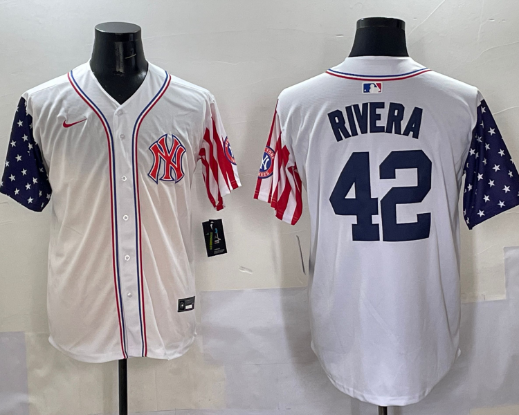 Men's New York Yankees Mariano Rivera #42 White Team Jersey