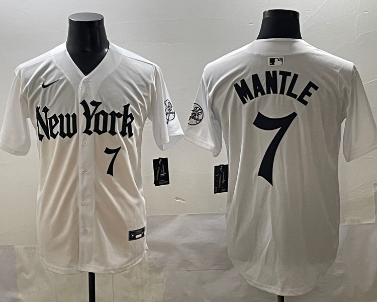 Men's New York Yankees Mickey Mantle #7 White Alternate Limited Jersey