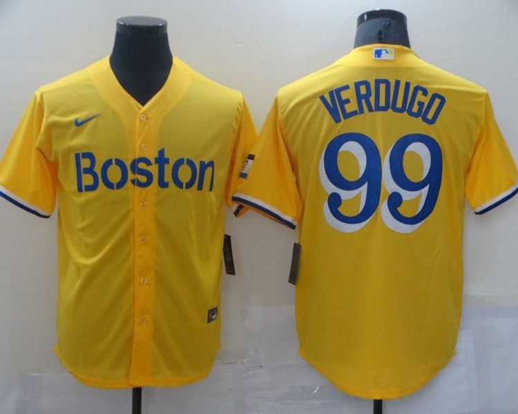 Men's Boston Red Sox Alex Verdugo #99 Yellow Baseball Jersey