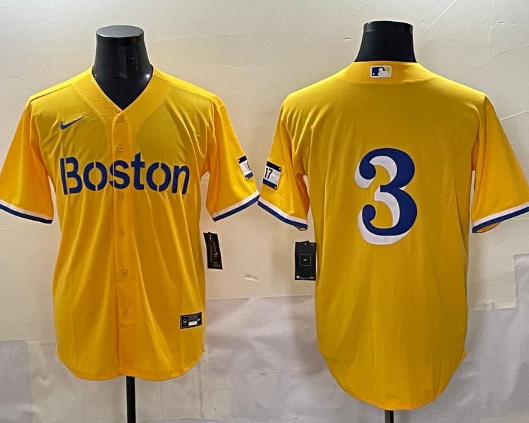 Men's Boston Red Sox Ceddanne Rafaela #3 Gold City Connect Jersey