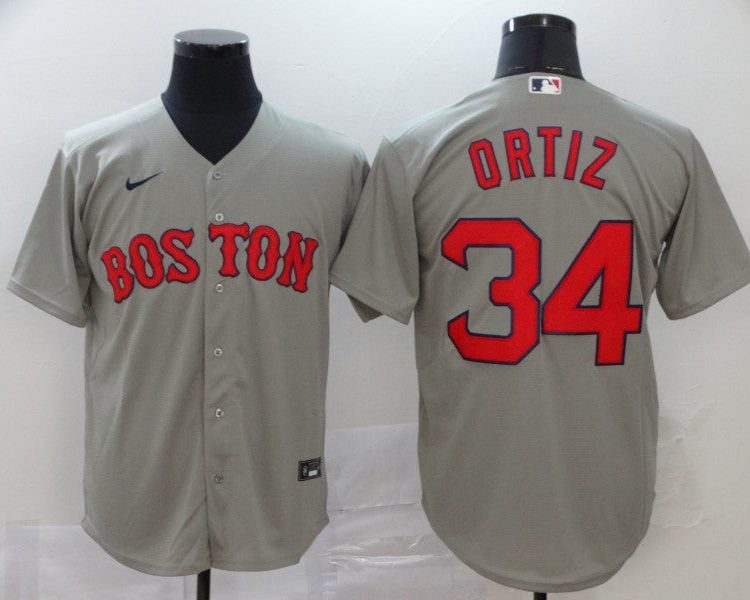 Men's Boston Red Sox David Ortiz #34 Gray Baseball Jersey