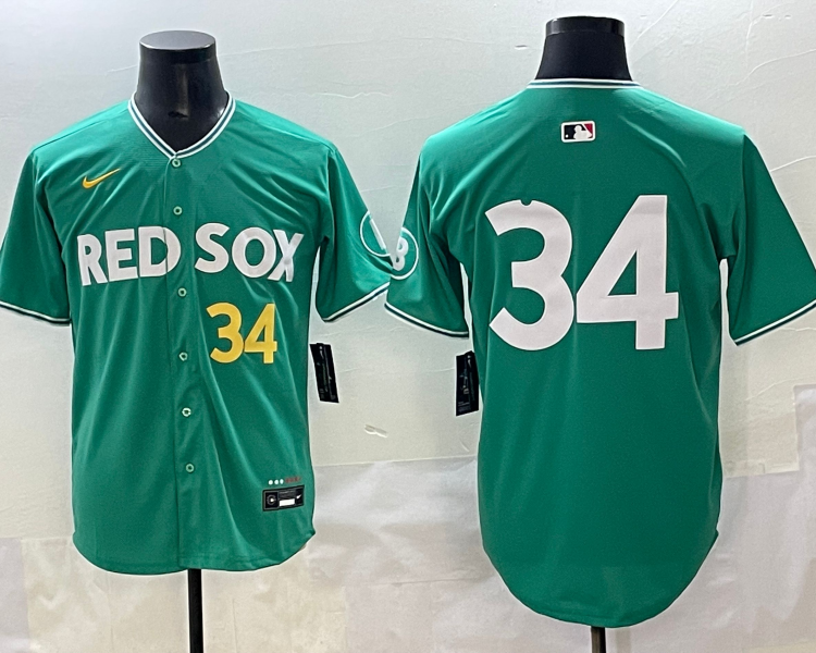 Men's Boston Red Sox David Ortiz #34 Green 2025 City Connect Limited Retired Jersey