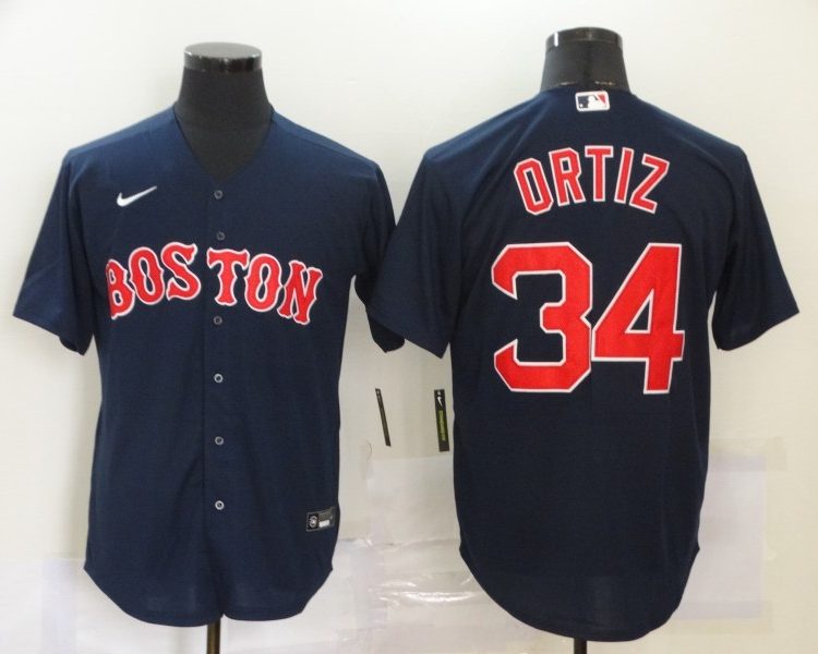 Men's Boston Red Sox David Ortiz #34 Navy Baseball Jersey