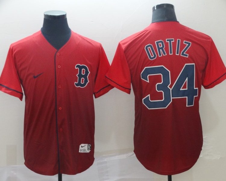 Men's Boston Red Sox David Ortiz #34 Red Stitched Jersey