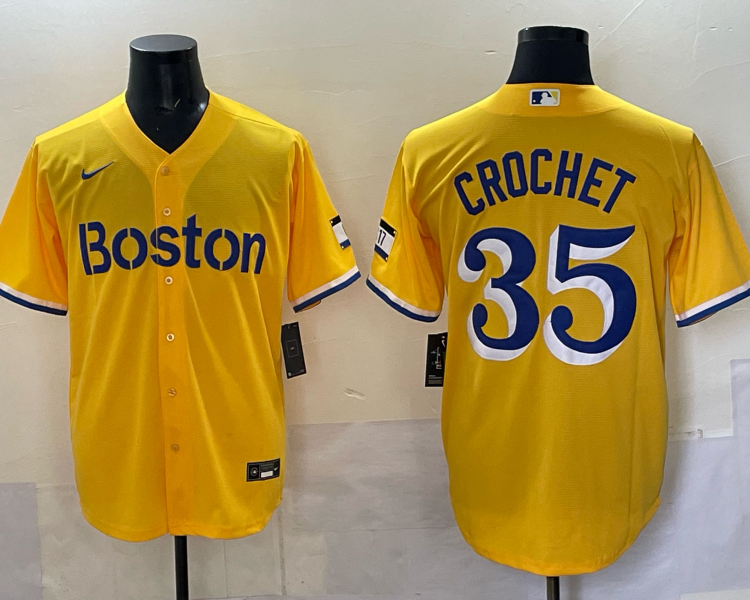 Men's Boston Red Sox Garrett Crochet #35 Gold City Connect Jersey