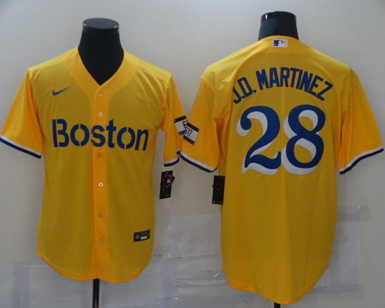 Men's Boston Red Sox J.D. Martinez #28 Yellow Baseball Jersey