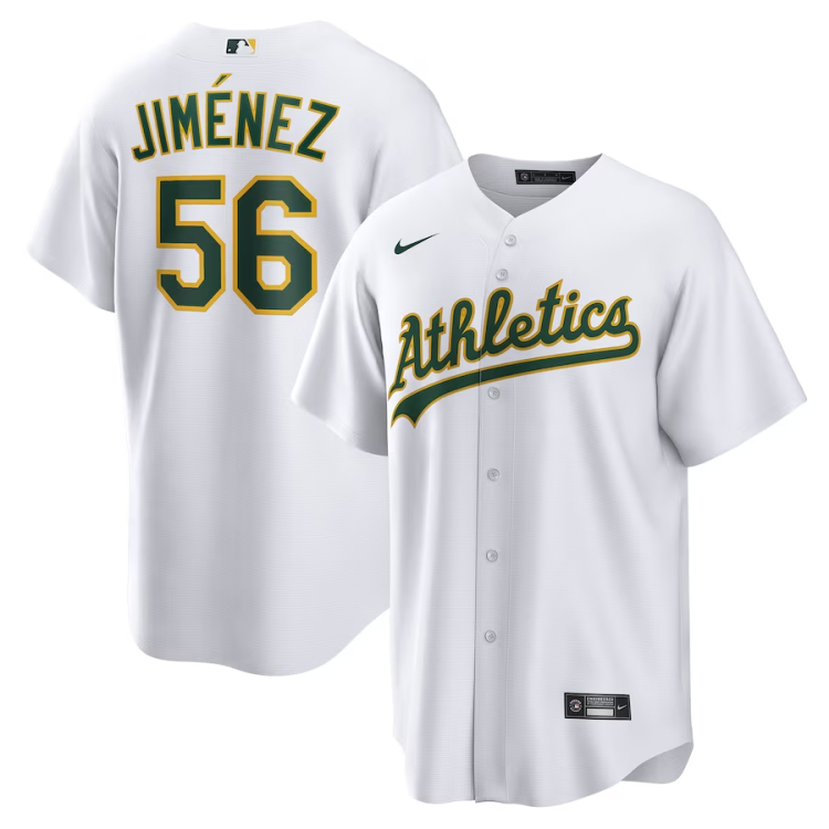 Men's Oakland Athletics Dany Jimenez #56 White Home Jersey