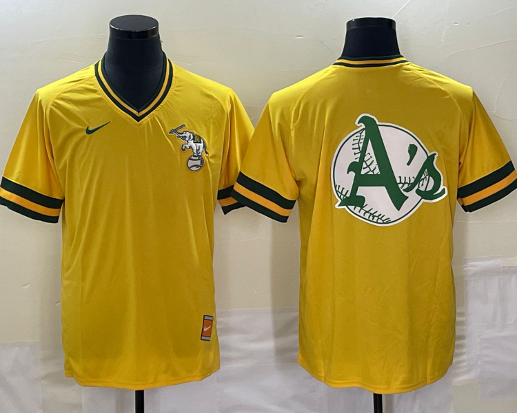 Men's Oakland Athletics Gold Blank Cooperstown Collection Mesh Batting Team Jersey