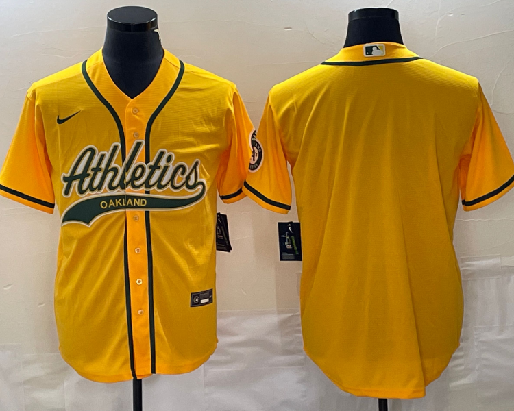 Men's Oakland Athletics Gold Blank Jersey Joint Edition