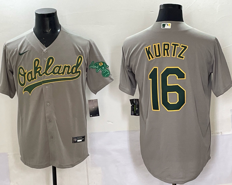 Men's Oakland Athletics Nick Kurtz #16 Gray Jersey