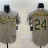 Men's Oakland Athletics Rickey Henderson #24 Gray Jersey