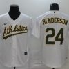 Men's Oakland Athletics Rickey Henderson #24 White Team Jersey