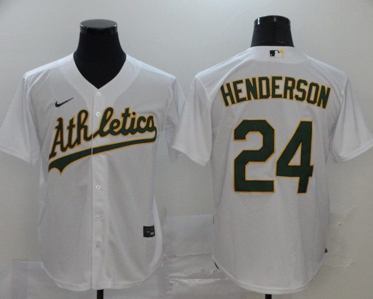 Men's Oakland Athletics Rickey Henderson #24 White Team Jersey