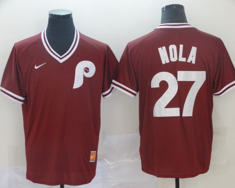 Men's Philadelphia Phillies Aaron Nola #27 Red Jersey