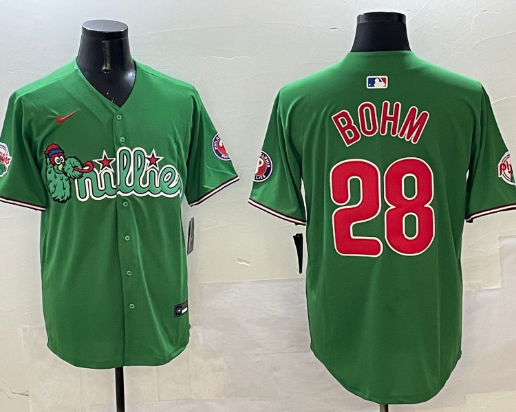 Men's Philadelphia Phillies Alec Bohm #28 Green Team Jersey