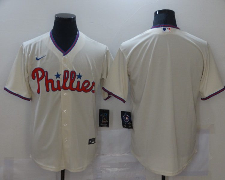 Men's Philadelphia Phillies Beige Blank Jersey
