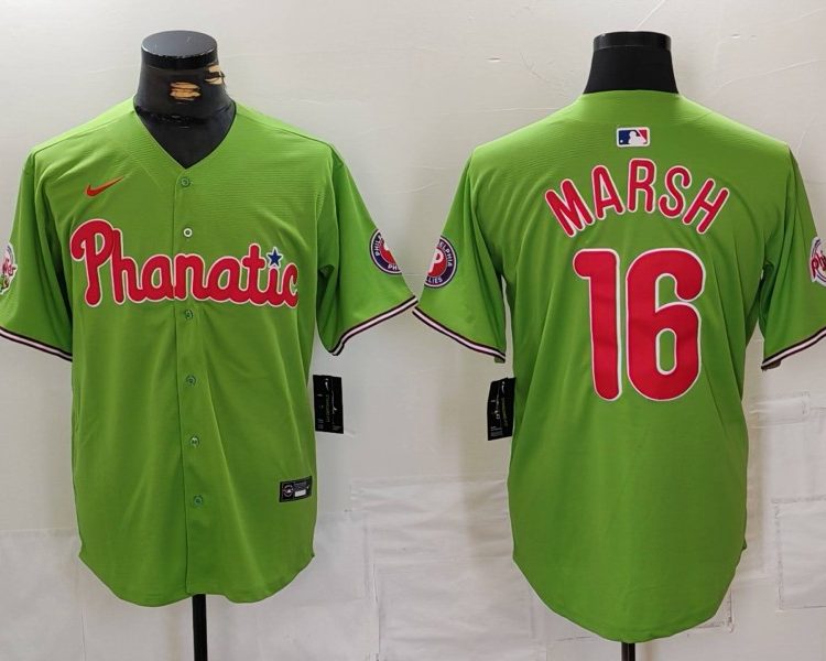 Men's Philadelphia Phillies Brandon Marsh #16 Green Limited Jersey