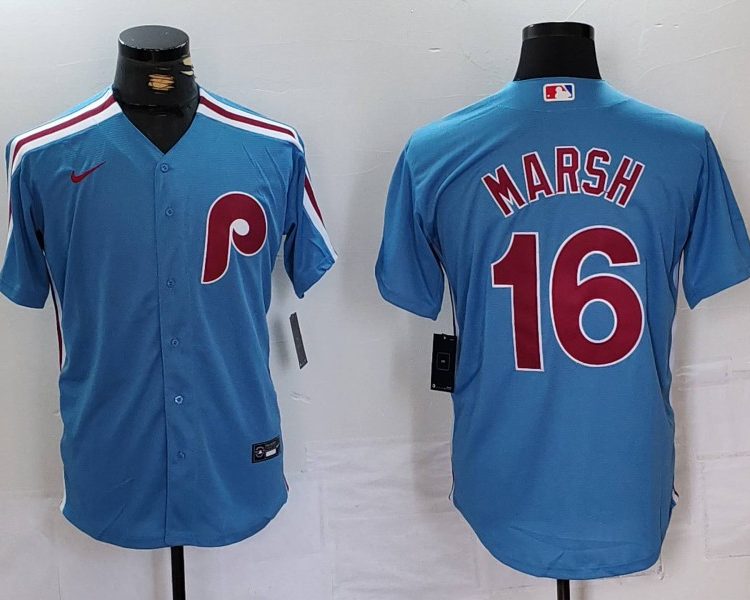 Men's Philadelphia Phillies Brandon Marsh #16 Light Blue Alternate Limited Jersey
