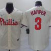 Men's Philadelphia Phillies Bryce Harper #3 Beige Baseball Jersey