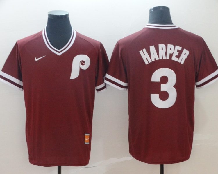 Men's Philadelphia Phillies Bryce Harper #3 Red Jersey