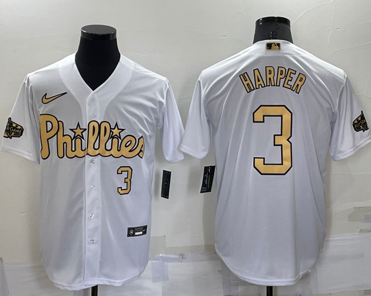 Men's Philadelphia Phillies Bryce Harper #3 White Jersey