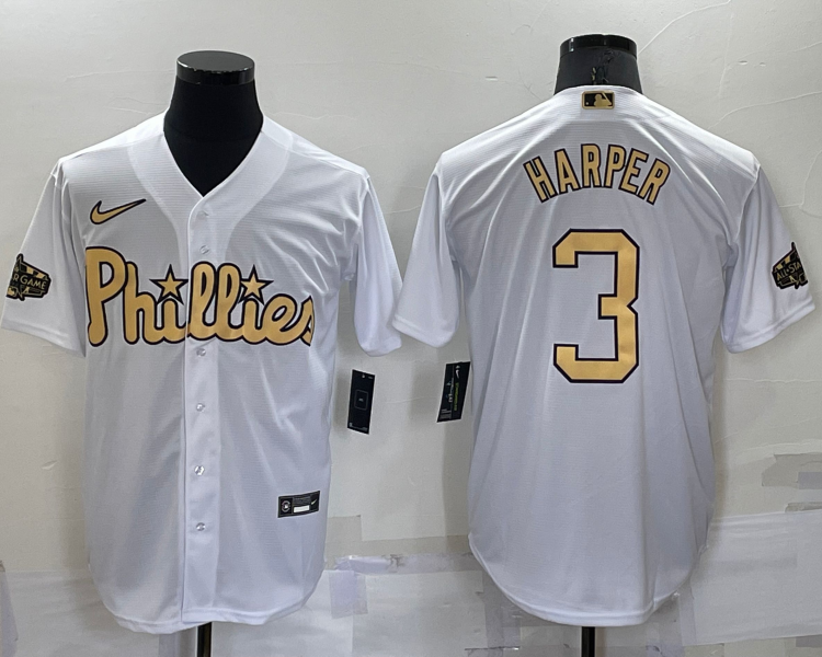 Men's Philadelphia Phillies Bryce Harper #3 White Jersey