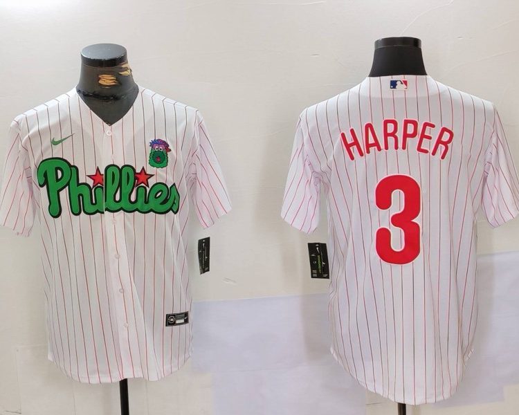 Men's Philadelphia Phillies Bryce Harper #3 White Limited Jersey