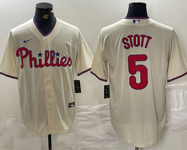 Men's Philadelphia Phillies Bryson Stott #5 Cream Jersey