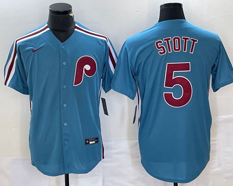 Men's Philadelphia Phillies Bryson Stott #5 Light Blue Jersey