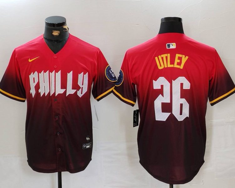 Men's Philadelphia Phillies Chase Utley #26 Red 2024 City Connect Jersey