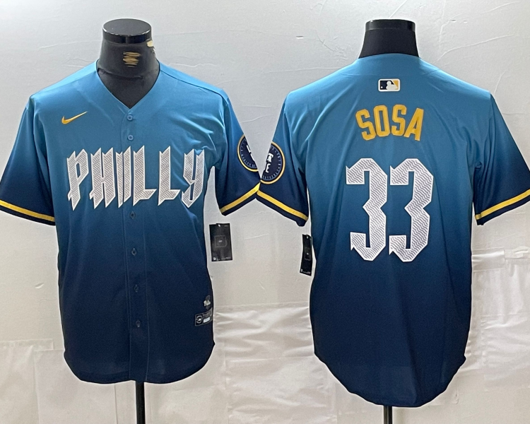 Men's Philadelphia Phillies Edmundo Sosa #33 Blue 2024 City Connect Limited Jersey