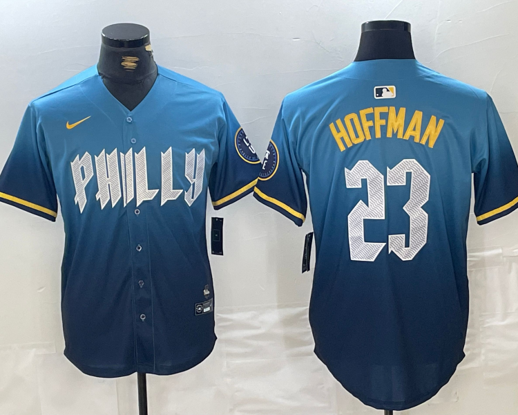 Men's Philadelphia Phillies Jeff Hoffman #23 Blue 2024 City Connect Limited Jersey