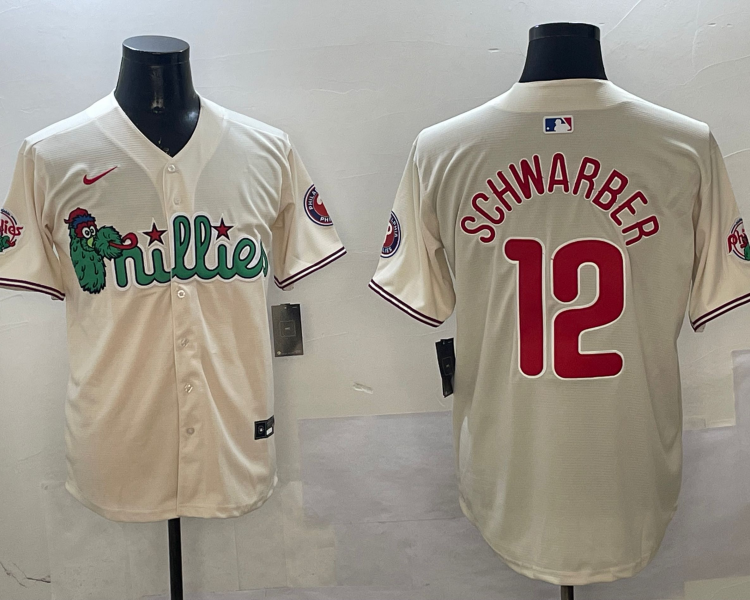 Men's Philadelphia Phillies Kyle Schwarber #12 Cream Jersey