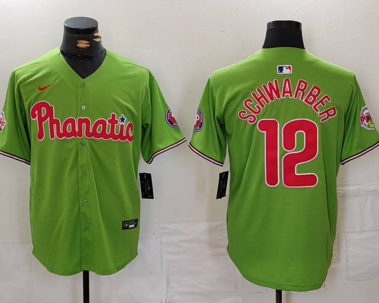 Men's Philadelphia Phillies Kyle Schwarber #12 Green Limited Jersey