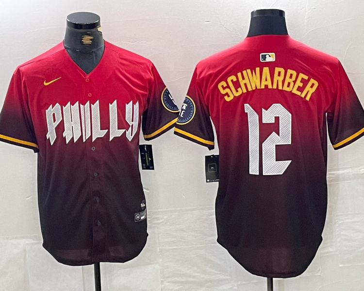 Men's Philadelphia Phillies Kyle Schwarber #12 Red 2024 City Connect Limited Jersey