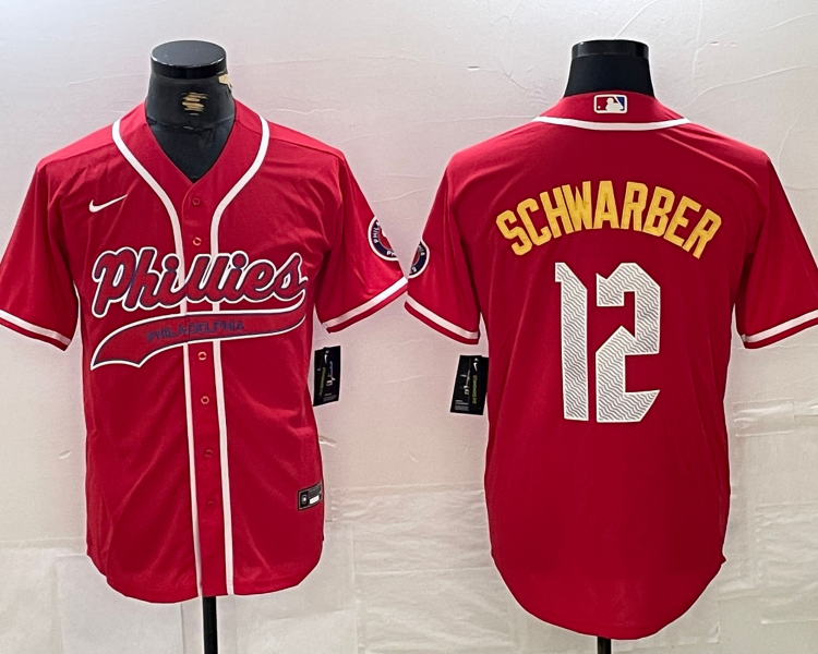 Men's Philadelphia Phillies Kyle Schwarber #12 Red Jersey Joint Edition