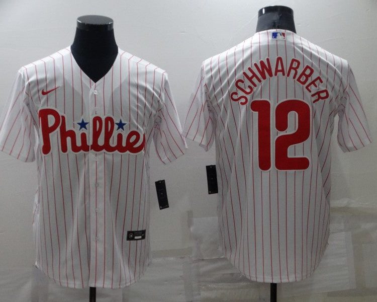 Men's Philadelphia Phillies Kyle Schwarber #12 White Baseball Jersey