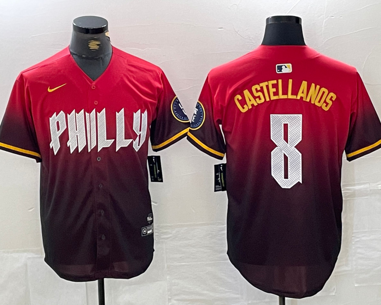 Men's Philadelphia Phillies Nick Castellanos #8 Red 2024 City Connect Limited Jersey