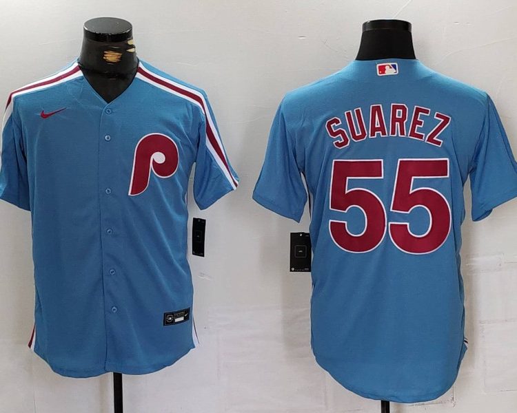 Men's Philadelphia Phillies Ranger Suarez #55 Light Blue Alternate Limited Jersey