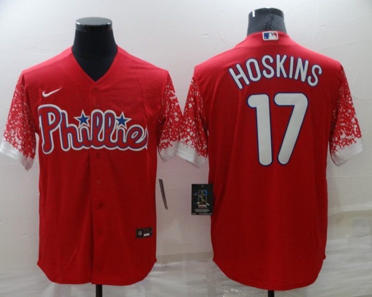 Men's Philadelphia Phillies Rhys Hoskins #17 Red Jersey
