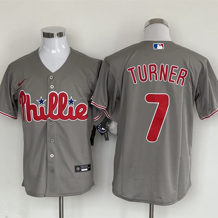 Men's Philadelphia Phillies Trea Turner #7 Gray Jersey