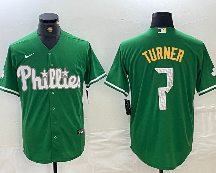 Men's Philadelphia Phillies Trea Turner #7 Green Jersey