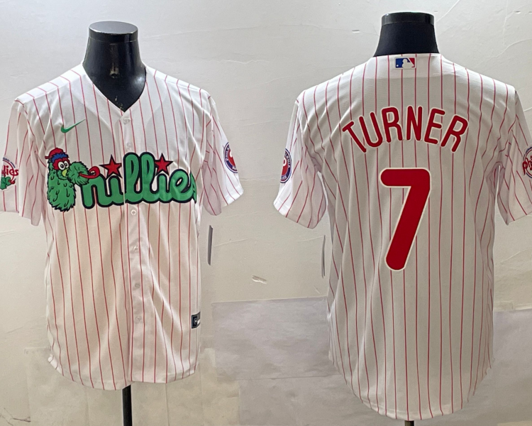 Men's Philadelphia Phillies Trea Turner #7 White Team Jersey