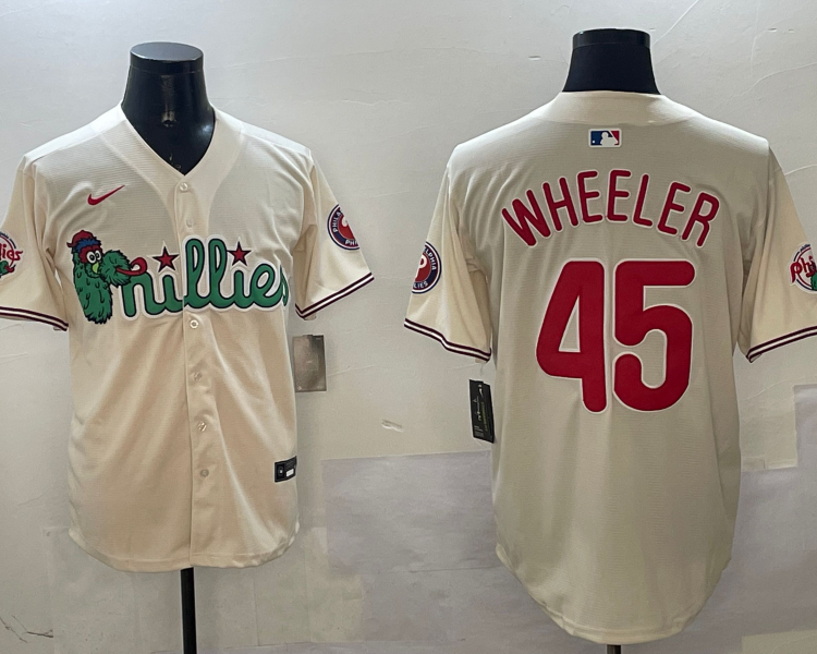 Men's Philadelphia Phillies Zack Wheeler #45 Cream Jersey