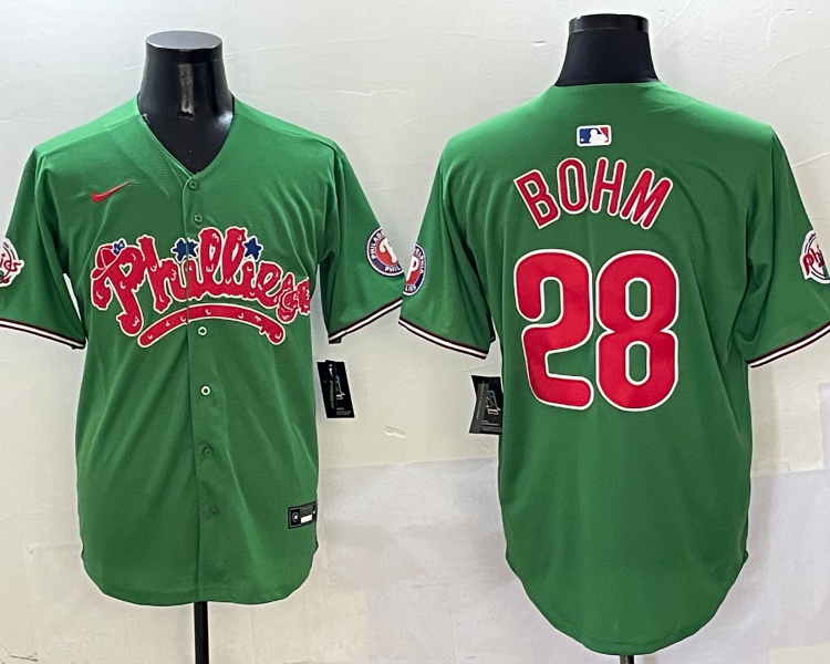 Men's Philadelphia Phillies Alec Bohm #28 Green Jersey