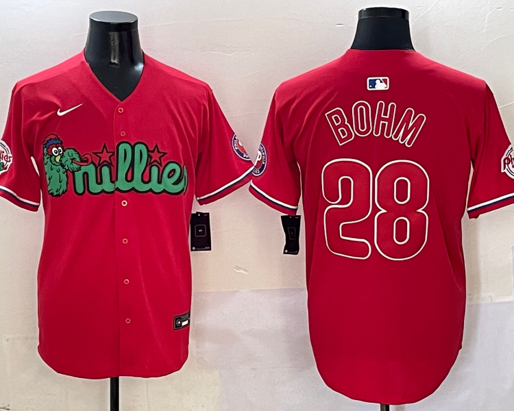 Men's Philadelphia Phillies Alec Bohm #28 Red Jersey