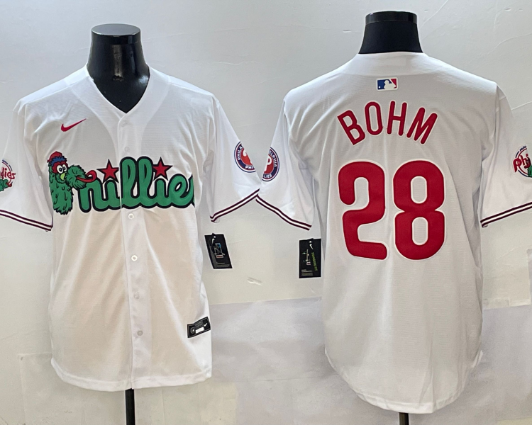 Men's Philadelphia Phillies Alec Bohm #28 White Jersey