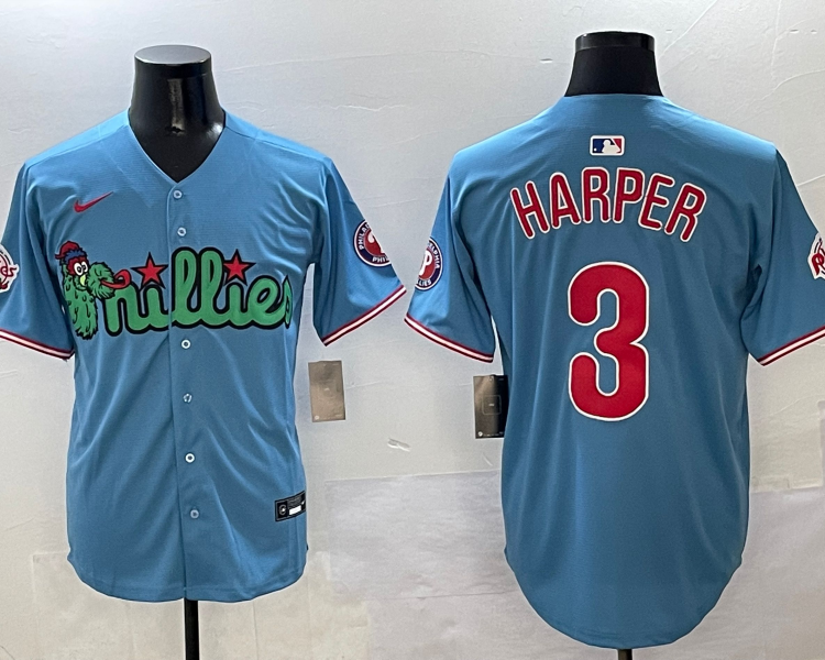 Men's Philadelphia Phillies Bryce Harper #3 Blue Jersey