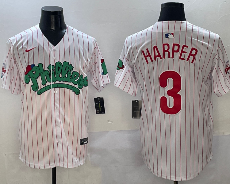 Men's Philadelphia Phillies Bryce Harper #3 White Jersey
